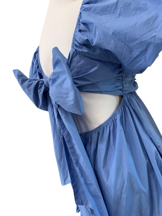 En Saison Sky Blue bow back babydoll Puff Sleeve 100% Cotton dress Sz Medium - Picture 7 of 11